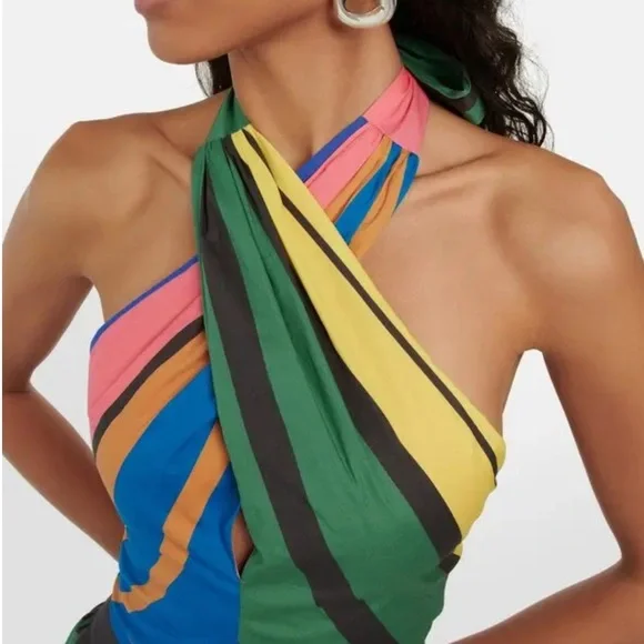 STAUD Kai Striped Halter-neck Cotton Top Size S $179 - Picture 1 of 7